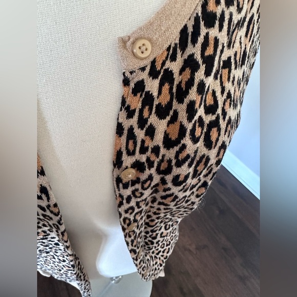 EUC Merona 🎯 Target Cotton Button-Up Cardigan Sweater Leopard Animal Print - Picture 5 of 11